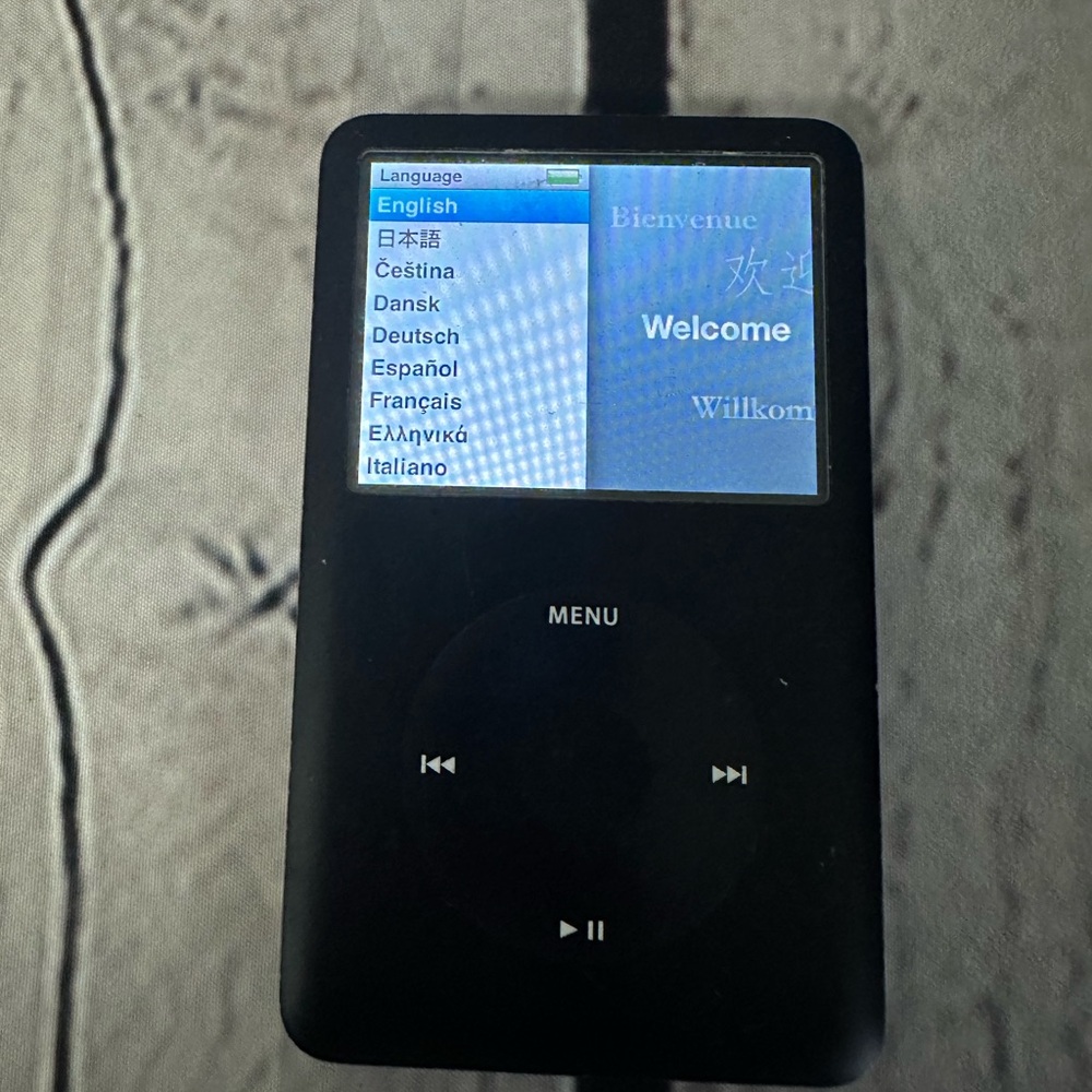 Black iPod classic. 80gb